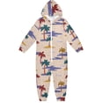 thumbnail image 1 of Palm Trees Pattern One Piece Pajamas Soft Jumpsuit Cozy Sleep and Play Romper Zipper and Pockets 5T-6T, 1 of 8