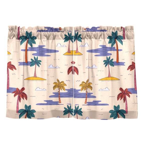 Palm Trees Pattern Tier Curtains Tier Kitchen Living Room Bedroom Balcony 2 Panels 27x36 Inch