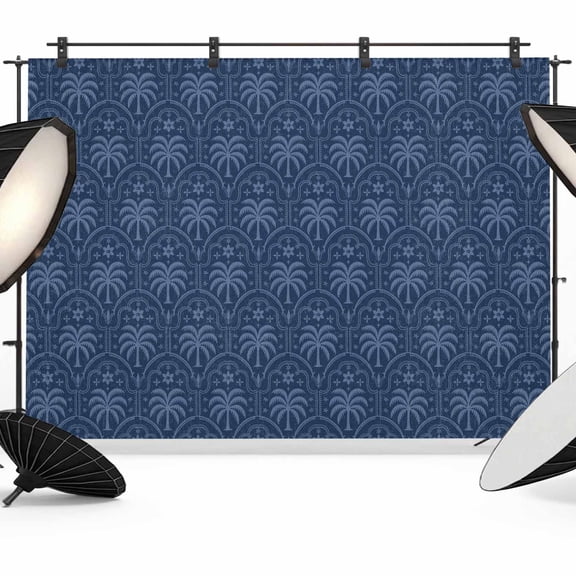 Palm Trees Photography Backdrop 7x5FT, Retro Luxury Dark Blue Palm Tree Blue Texture Photo Backdrops, Background for Photography Studio Photo Studio Background, Back Drop for Photoshoot