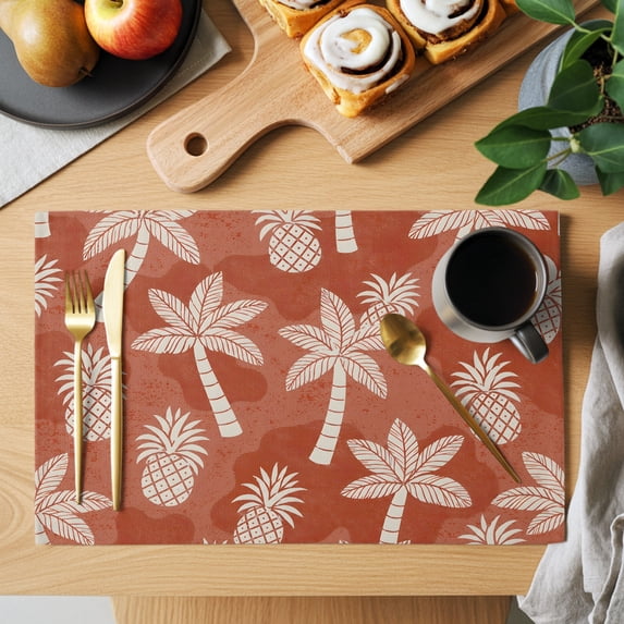 Pneapples Palm Trees Pineapples Placemats Set of 6, Heat Insulation Woven Place ...