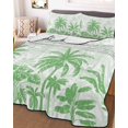 thumbnail image 1 of Palm Trees Queen Size Down Alternative Comforter, Lightweight Comforter Quilt Bedding Set with Pillow Shams Green Tropical Plants Summer Forest Scenery All Seasons Bed Comforter Duvet Insert 90"x96", 1 of 7