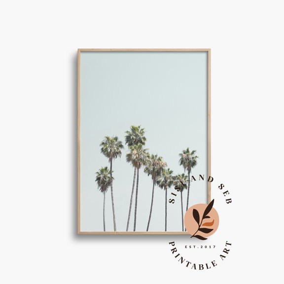 Palm Trees Retro Poster, California Boho Coastal Tropical Wall Art Print