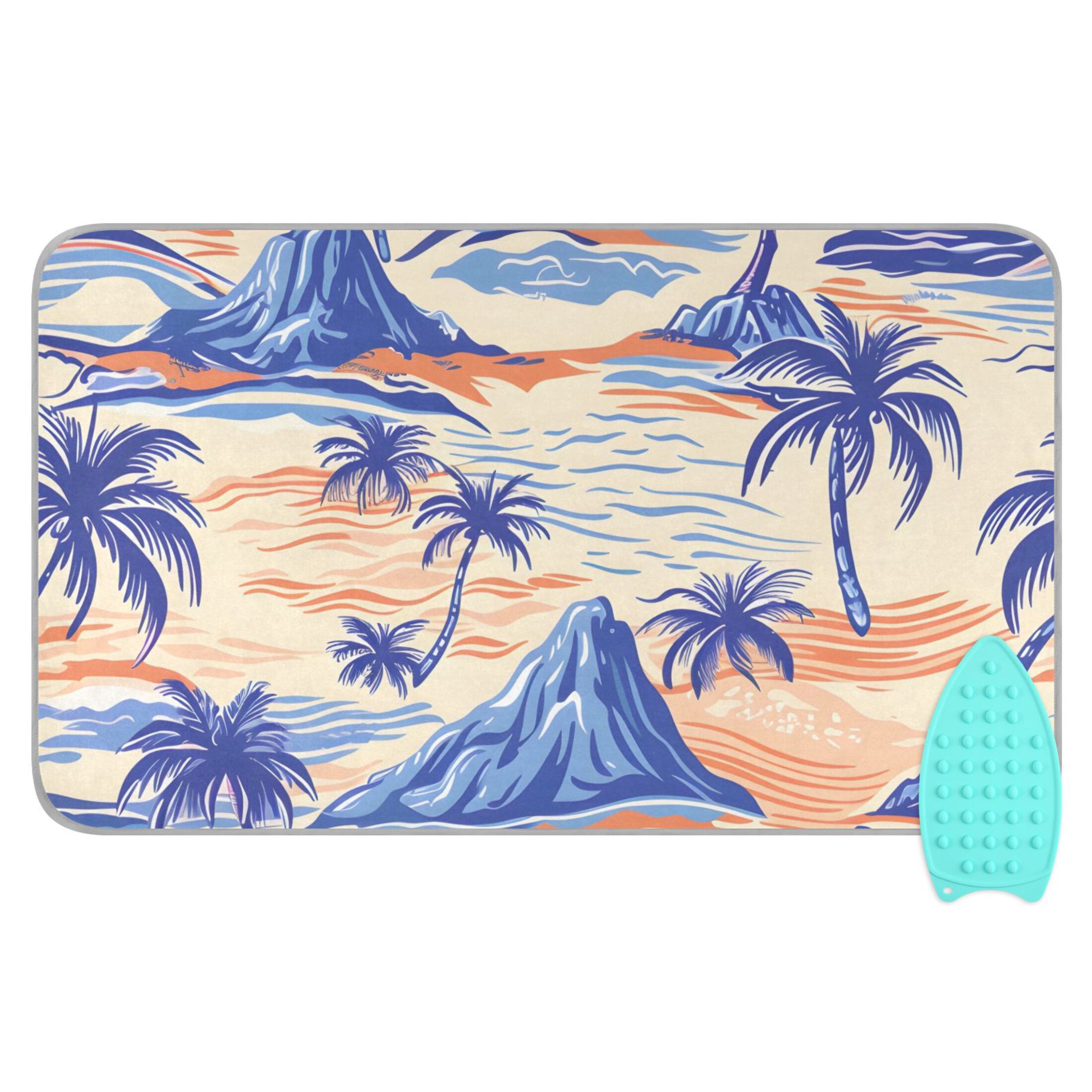Palm Trees Rivers Mountains Ironing Mat Blanket Portable Travel Ironing Pad Heat Resistant Pad 47.2" x 27.6”