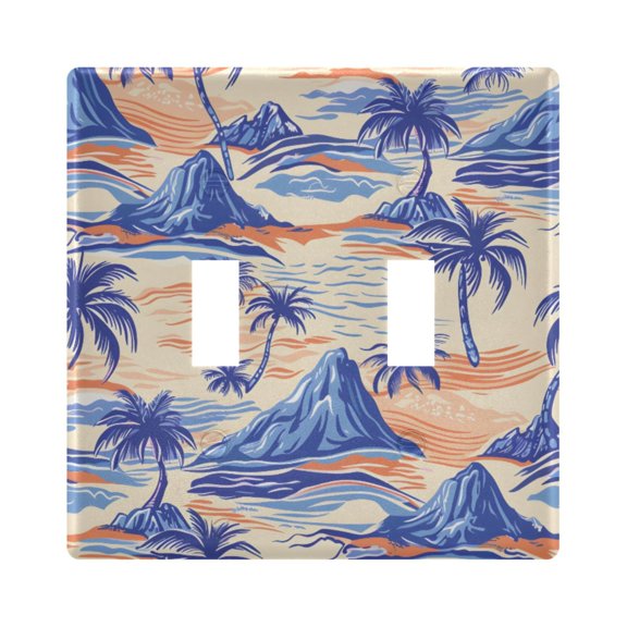 Palm Trees Rivers Mountains Light Switch Cover Electrical Outlet Cover Replaceable Wall Plates 2-Gang