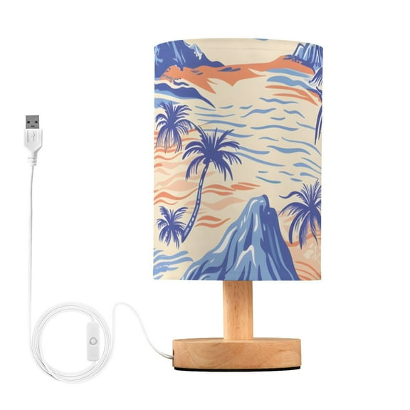 Palm Trees Rivers Mountains Table Lamp with USB Port LED Warm Light Lamp Night Light Home Decor