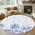 thumbnail image 1 of Palm Trees Round Area Rug 7 FT,Non Slip Living Room Area Carpet,Blue Tropical Plants Summer Forest Scenery Washable Soft Circular Rug Non-Shedding Floor Carpet for Bedside Office Play Room Classroom, 1 of 9