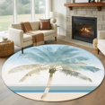 thumbnail image 1 of Palm Trees Round Living Room Rugs 6 ft, Vacation Beach Washable Area Rug with Non-Slip Sturdy Edge Binding Round Carpet for Kitchen Office Bedroom, 1 of 9