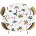 thumbnail image 1 of Palm Trees Round Tablecloth 45-54 Inch Round Fitted Table Cloth with Elastic Edge, Watercolor Tropical Flamingo Summer Waterproof Table Cover Protector for Outdoor Picnic Party Dining, 1 of 6