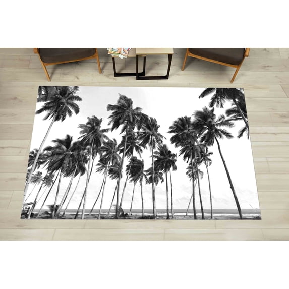 Palm Trees Rugs, Trendy Rugs, Coastal Rugs, View Rug, Decorative Rug, Outdoor Rug, Salon Decor Rug, Office Decor Rug, Living Room Rug, 3.3'x9.2' - 100x280 cm