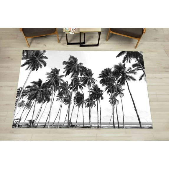 Palm Trees Rugs, Trendy Rugs, Coastal Rugs, View Rug, Decorative Rug, Outdoor Rug, Salon Decor Rug, Office Decor Rug, Living Room Rug, 2'x3' - 60x90 cm