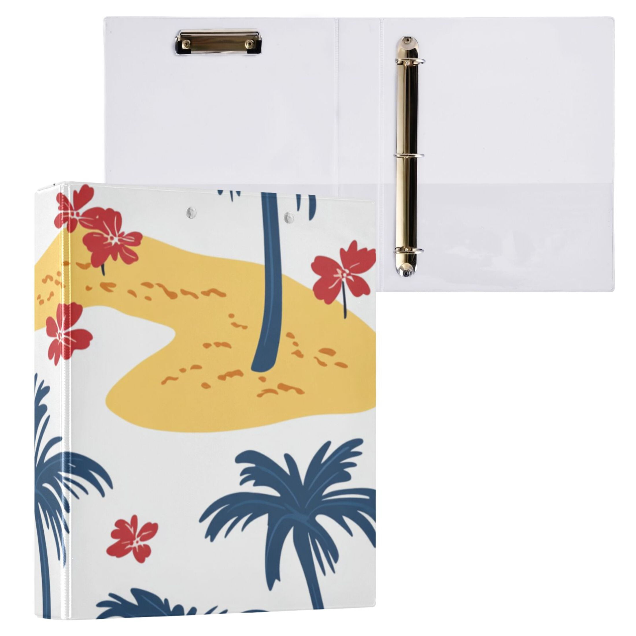 Palm Trees Sand Dunes 3 Ring Binders 1.5 inch Hardcover File Folders with Interior Pockets A4 Size Organizer for School Office Hospital Set of 2