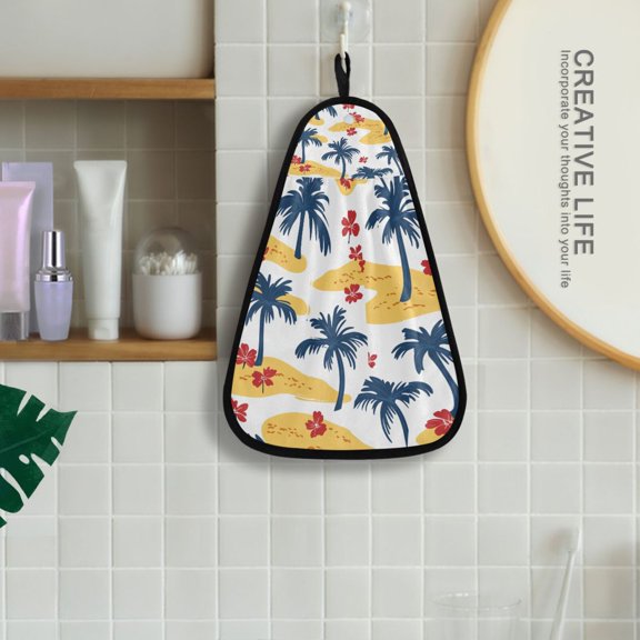 Palm Trees Sand Dunes Hanging Kitchen Towel Machine Washable Hand Towel Bathroom Absorbent Towel Quick Dry Dishcloth