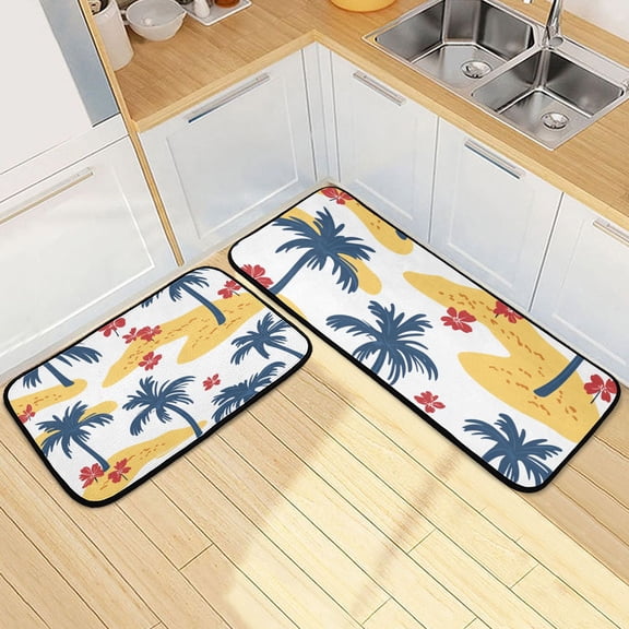 Palm Trees Sand Dunes Kitchen Mats Non Slip Standing Desk Mat Runner Rug Washable Kitchen Rugs for Floor 2PCS