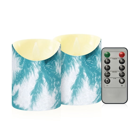Palm Trees Shadows in Water Flickering Flameless Candles with Remote Timer Battery Operated LED Tealight Set of 2 M