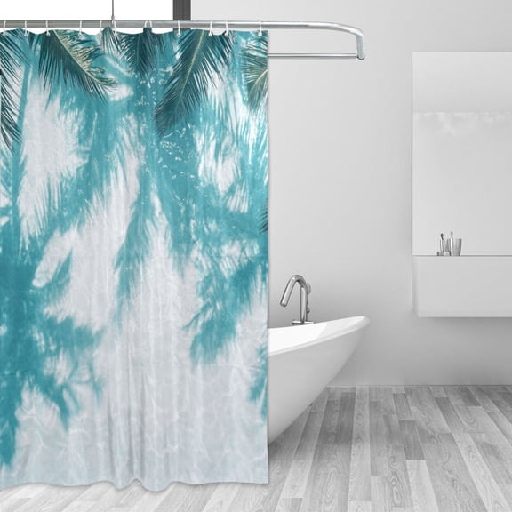 Palm Trees Shadows in Water Shower Curtains with 12 Hooks Waterproof Bathroom Decor 66" x 72"