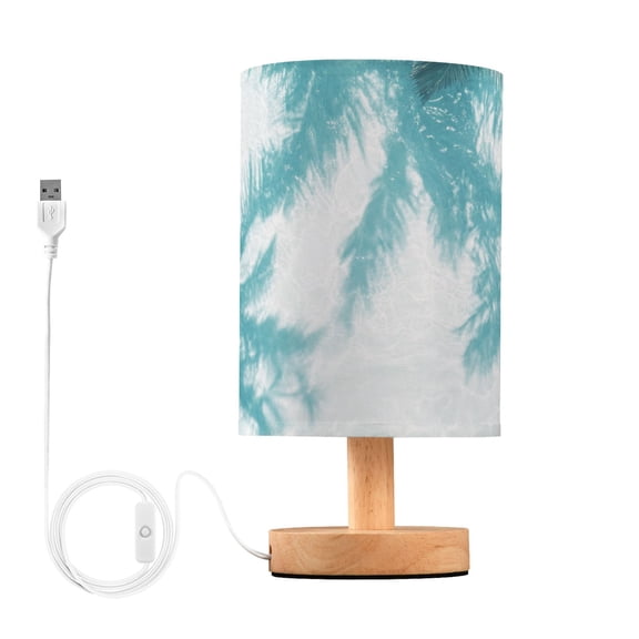 Palm Trees Shadows in Water Table Lamp with USB Port LED Warm Light Lamp Night Light Home Decor