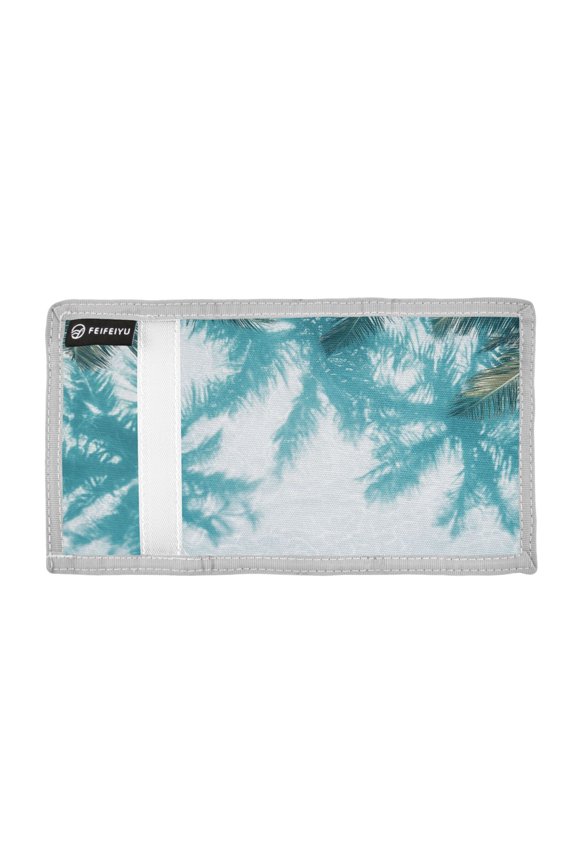 Palm Trees Shadows in Water Trifold Wallets Card Holders Coin Pockets with Lanyards Portable Unisex