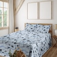 thumbnail image 1 of Ambesonne Palm Trees Fitted & Flat Sheet with Sham 3 Pcs Set, Aloha Vibes Tropical, Twin, Pale Blue Charcoal Grey, 1 of 5