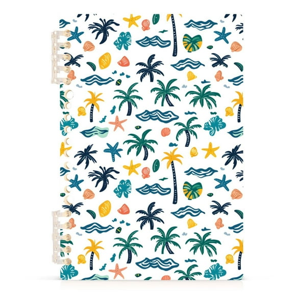 Palm Trees Shells Wave Notebooks 1-subject Journal 60 Sheets A5 College Ruled Paper Detachable Ring 8.3"x5.7"