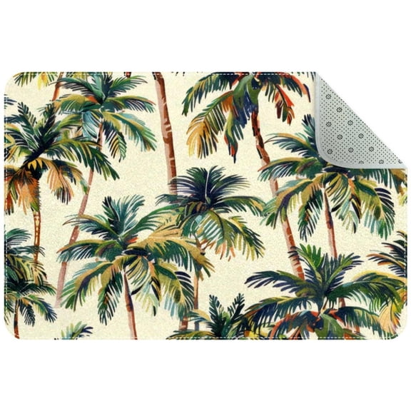 Palm Trees Small Area Rug, Non-Slip Door Mat Indoor Floor Mat, Washable Kitchen Rug Entrance Door Mat for Bedroom Living Room