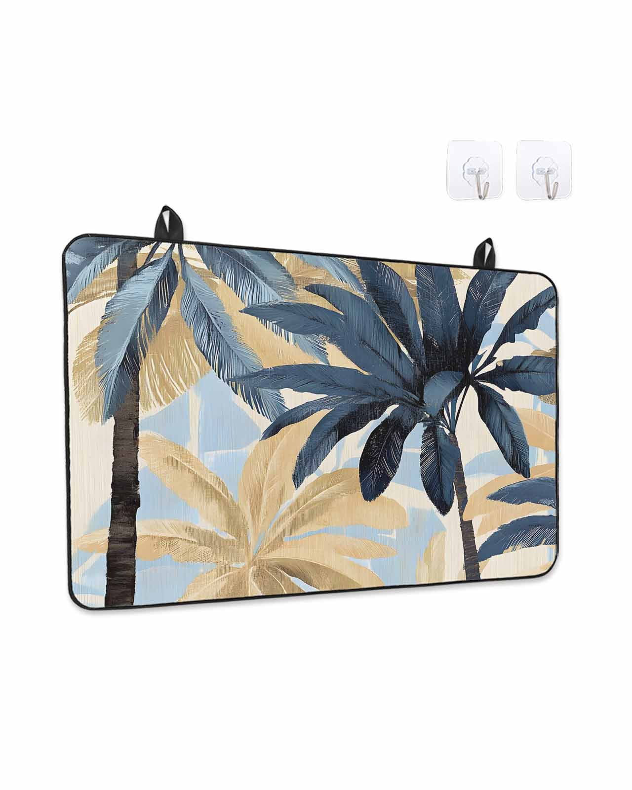 Palm Trees Stove Top Covers for Electric Stove, 28'x20'' Vintage Watercolor Tree Glass Ceramic Stove Cover Foldable Rubber Mat Heat Resistant Cooktop Protector for Kitchen