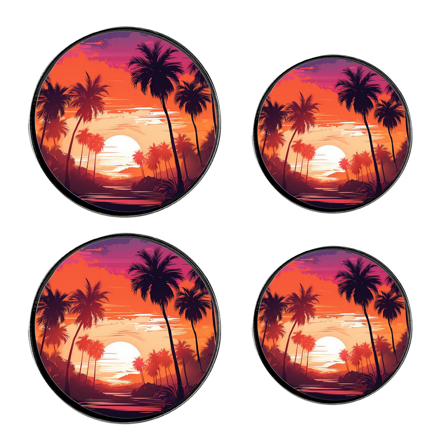 Palm Trees Sunset Picture Stove Burner Covers Set,Gas Stove Burner