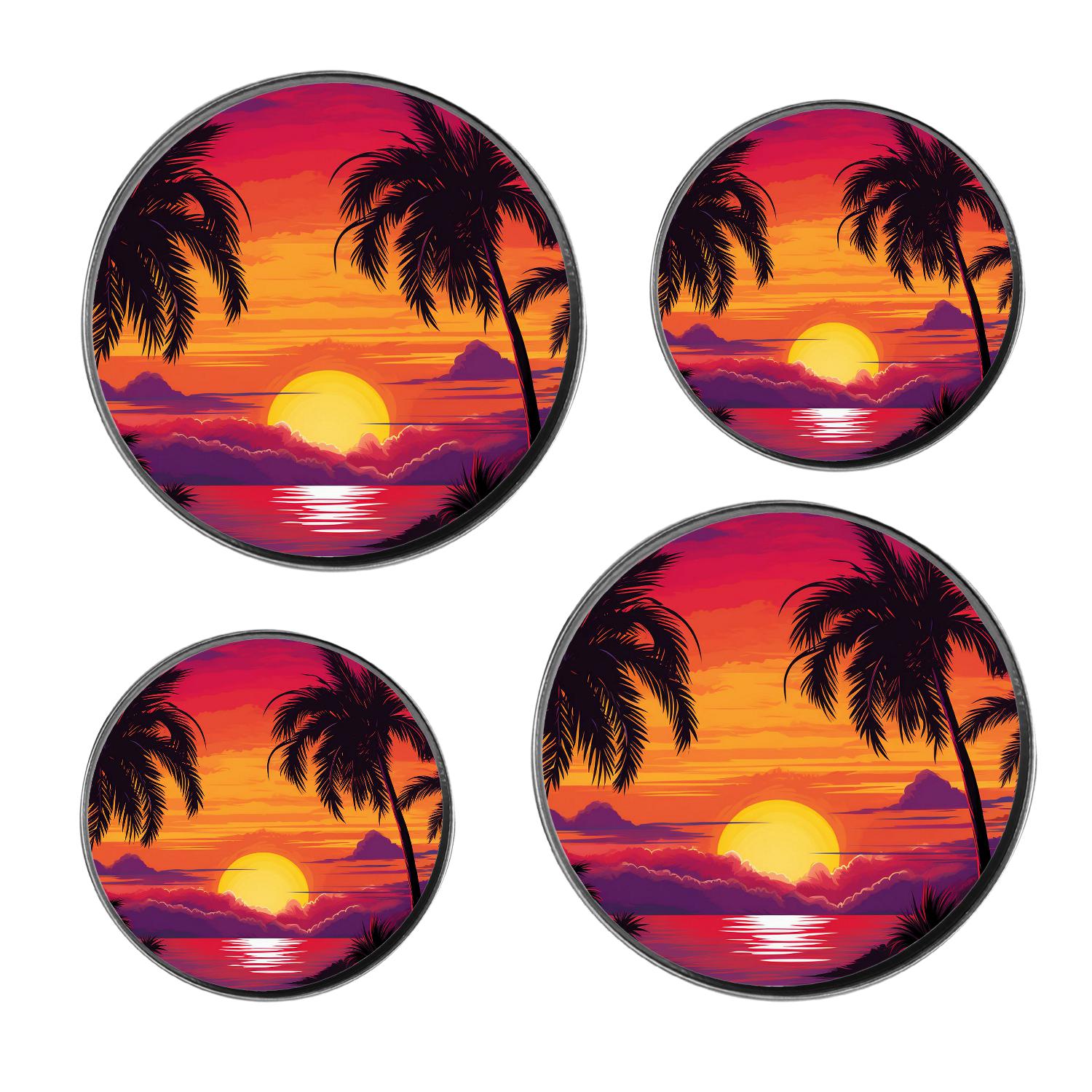 Palm Trees Sunset Print Stove Burner Covers Set,Gas Stove Burner