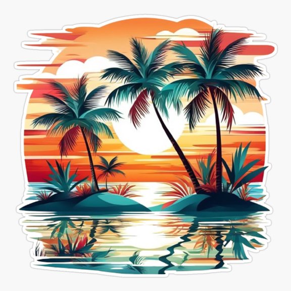 Palm Trees Sunset Travel Vinyl Decal Sticker