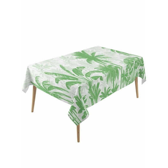 Palm Trees Table Cloth, Green Tropical Plants Summer Forest Scenery Waterproof Tablecloth for Rectangle Tables, Reusable Washable Fabric Table Cover for Restaurant Kitchen Dining Tables 60"x120"