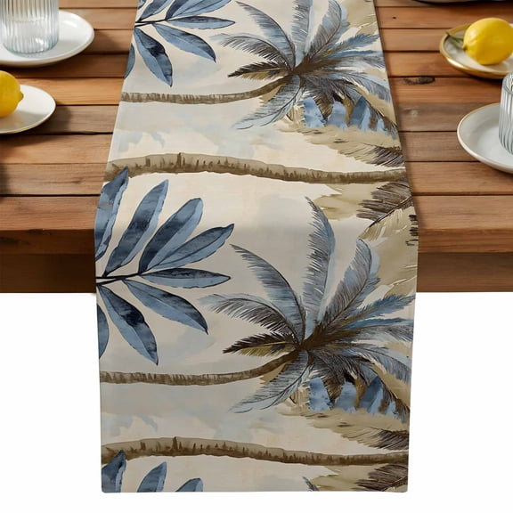 Palm Trees Table Runner, Nature Vintage Kitchen Table Runners Dress Scarves for Table Decorations Party/Restaurant/Indoor Outdoor Use, 18x72in