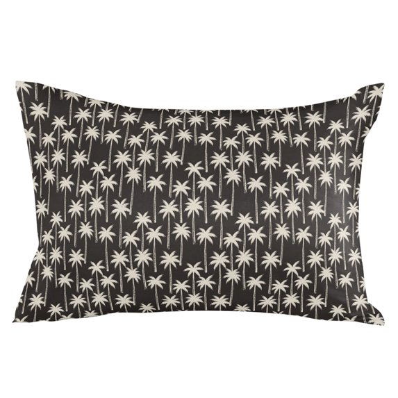 Palm Trees Throw Pillow Cover 20 x 26 Inch Decorative Pillow Cover Summer Tropical Plants Pattern Rustic Black Lumbar Pillowcase Seasonal Rectangle Cushion Case for Couch Sofa Bed Living Room