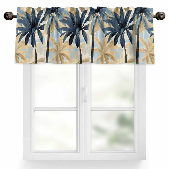 Palm Trees Valances for Windows, 42 x 18in, Vintage Watercolor Tree Rod Pocket Kitchen Valance Curtain Light Filtering Window Treatments for Living Room Bedroom, 1 Panel
