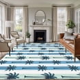 thumbnail image 1 of Palm Trees Washable Living Room Rugs 8'x10', Tropical Plant Green Blue Stripes Low Pile Throw Large Area Rug Non-Slip Sturdy Edge Binding Carpet for Bedroom Dining Room Office, 1 of 9
