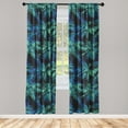 thumbnail image 1 of Palm Trees Window Curtains, Psychedelic Inspirations Trippy Hawaii Woodland Silhouettes Print, Lightweight Decor 2-Panel Set with Rod Pocket, Pair of - 28"x84", Shamrock Green Sea Blue, by Ambesonne, 1 of 3