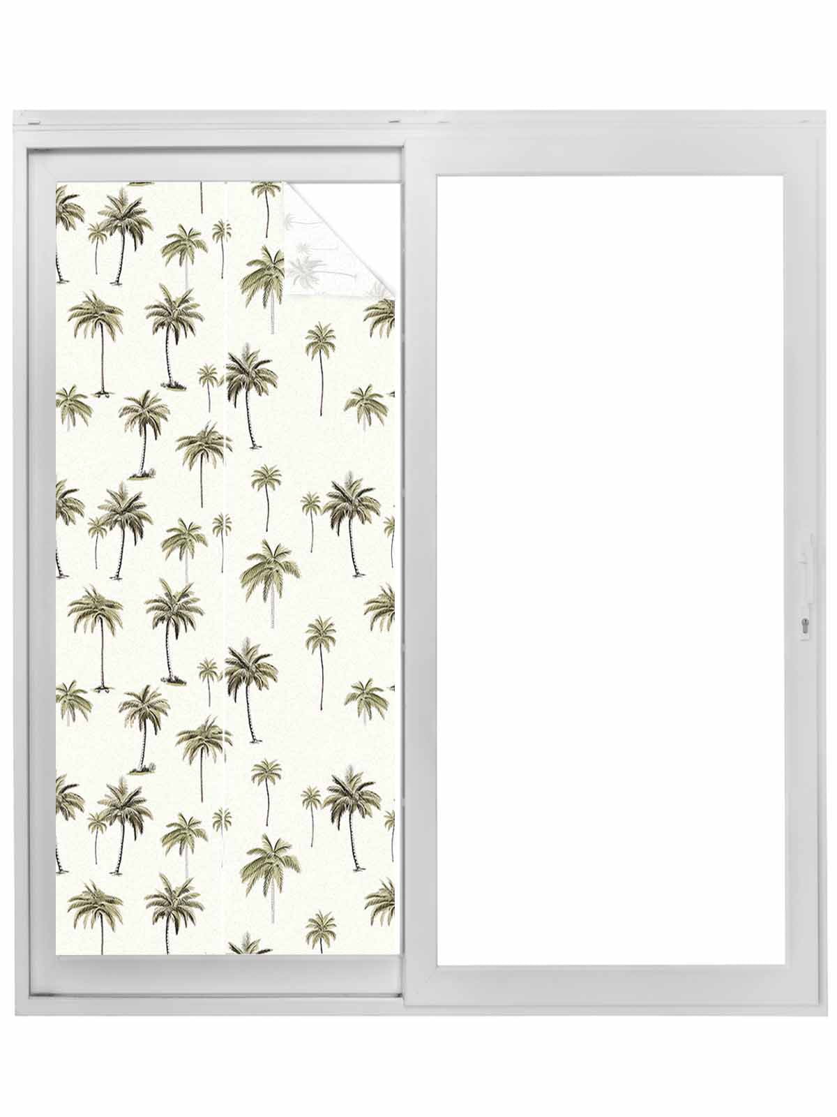 Palm Trees Window Privacy Film, Green Botanical Summer Tropical Plants ...