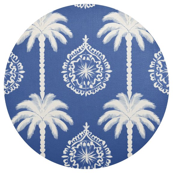 Palm Trees and Elegant Patterns PVC Round Grid Placemat Table Mat 1 Pc 15.4" x 15.4"