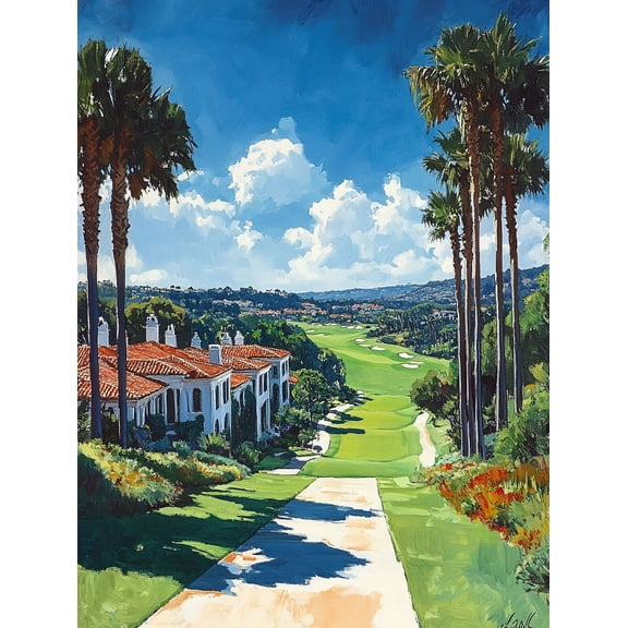 Palm Trees and Golf Course Canvas Art Print Perfect for Living Room Bedroom Office Hallway and Gallery Wall Decor.