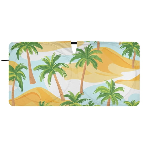 Palm Trees and Sand Dunes Car Windshield Sun Shade Foldable Front Window Shades Cover Sun Visor Shield Block