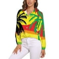 thumbnail image 1 of Palm Trees in Jamaica Colors Long Sleeve Blouse Woman Streetwear Casual Shirts Summer Oversize Woman Streetwear Clothing Birthday Present, 1 of 7
