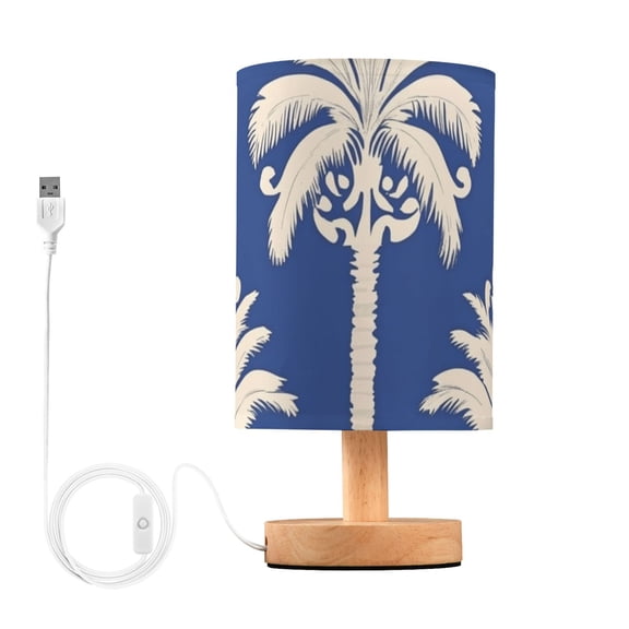 Palm Trees in White Table Lamp with USB Port LED Warm Light Lamp Night Light Home Decor