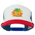 thumbnail image 1 of Palm Trees with Sunset Embroidered Foam Front Mesh Back Cap - Red White Royal OSFM, 1 of 5