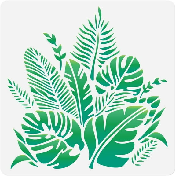 Palm Tropical Leaves Wall Stencil Template 11.8 x 11.8 Inch Reusable Plastic Leaf Craft Stencil