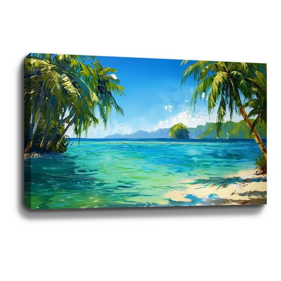 Palm Wall Decor Beach Wall Art Tropical Wall Decor Palm Ocean Beach Canvas Wall Art Painting For Livingroom Decor Office Bedroom Decoration
