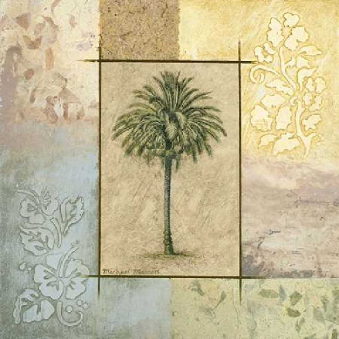 Palm Woodcut II Canvas Art - Michael Marcon (24 x 24)