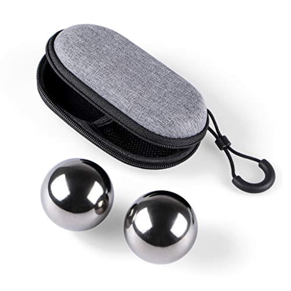 Palm exercise ball Stainless Steel Baoding Balls, 1.57 Inches Chinese Health Balls, No Chime Hand Massage Balls with Case, Meditation Balls for Hand Exercise, Hand Therapy, Stress Relief, Pack of 2