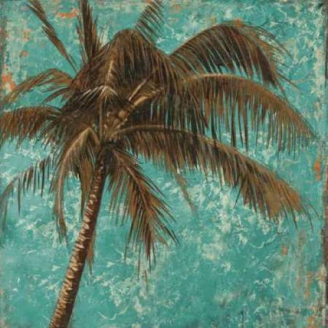 Palm on Turquoise I Canvas Art - Patricia Pinto (24 x 24)