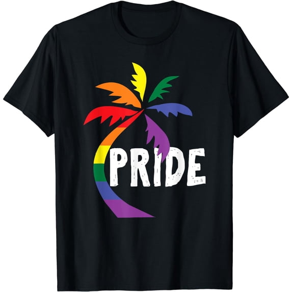 Palm tree Pride T-shirt for LGBTQ summer