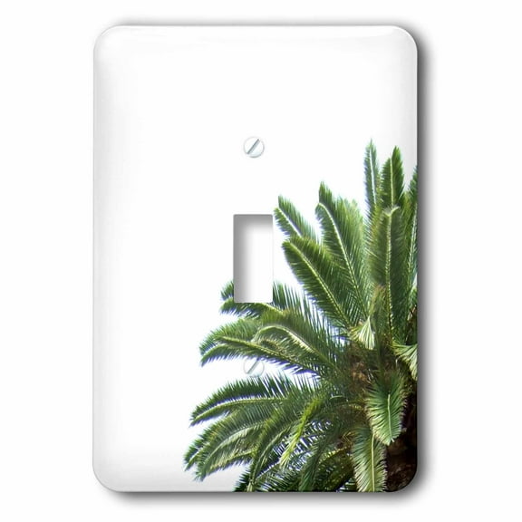3dRose, Palm tree on white sky - green leaves Mediterranean Tropical abstract, single toggle switch