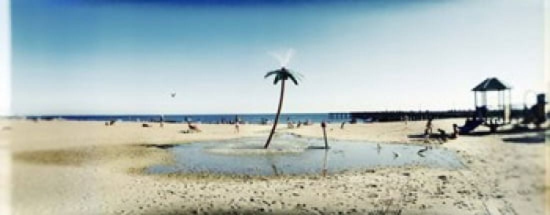 Palm tree sprinkler on the beach Coney Island Brooklyn New York City New York State USA Canvas Art - Panoramic Images (15 x 6)