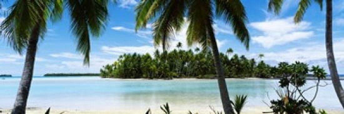 Palm trees on the beach Rangiroa Atoll French Polynesia Canvas Art - Panoramic Images (18 x 6)